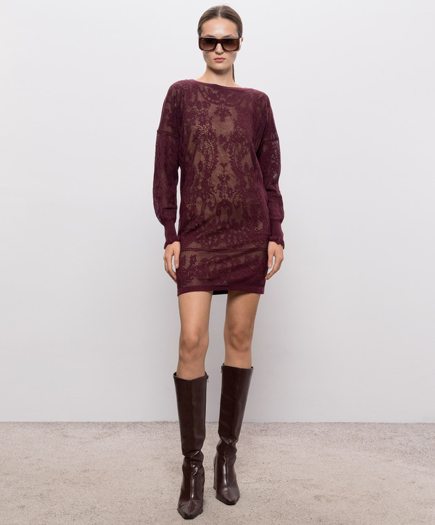Twinset Бордова сукня у візерунок 262TF3030 зображення 2