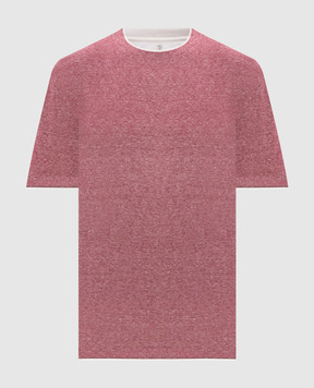 Brunello Cucinelli Розовая меланжевая футболка с льном MW8357427