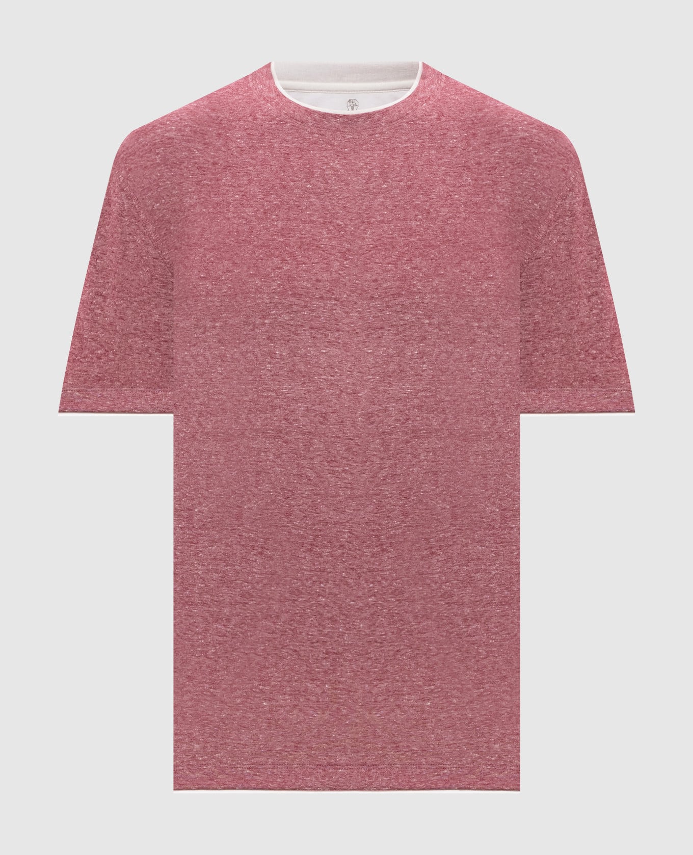 Розовая меланжевая футболка с льном