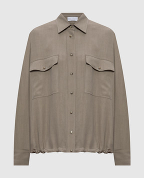 Brunello Cucinelli Коричневая рубашка с льном MH126NE416