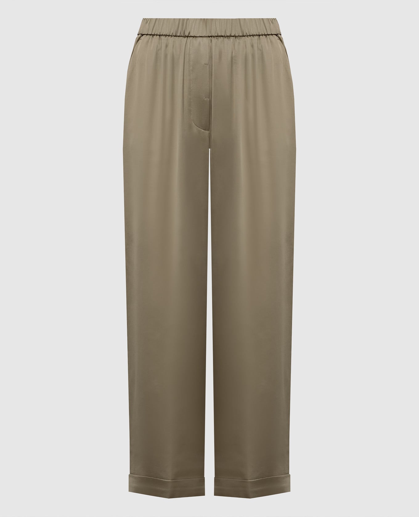 Брюки цвета хаки с отворотами