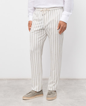 Agnona Белые брюки с леном в полоску T710U6YYB200