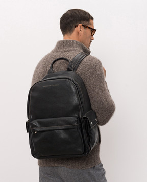 Brunello Cucinelli Черный кожаный рюкзак Travel MBZIBU243