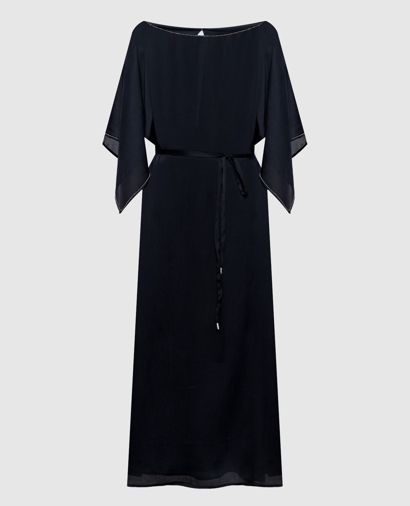 Темно-синее платье с цепочкой мониль