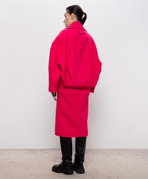 Balenciaga Розовое двубортное пальто из шерсти A009LVTUU16 изображение 4