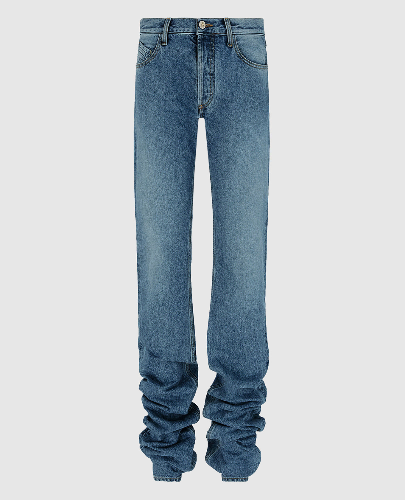 

Синие джинсы с патчем логотипа, Синий, Прямые джинсы