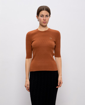 Twinset Коричневий топ з логотипом 252TP3240