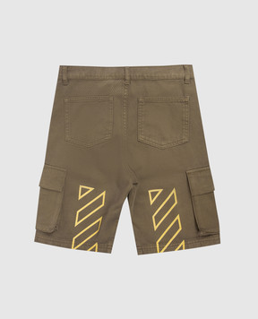 Off-White Дитячі джинсові шорти-карго кольору хакі 44BCS001S26F001