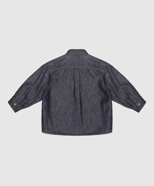 Brunello Cucinelli Дитяча синя джинсова сорочка з люрексом BB148C864B зображення 2