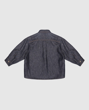Brunello Cucinelli Детская синяя джинсовая рубашка с люрексом BB148C864B