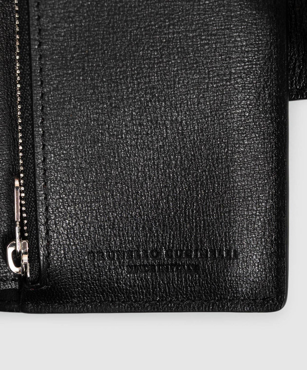 Brunello Cucinelli Черный кожаный портмоне с тиснением эмблемы MWRLBU439 изображение 4