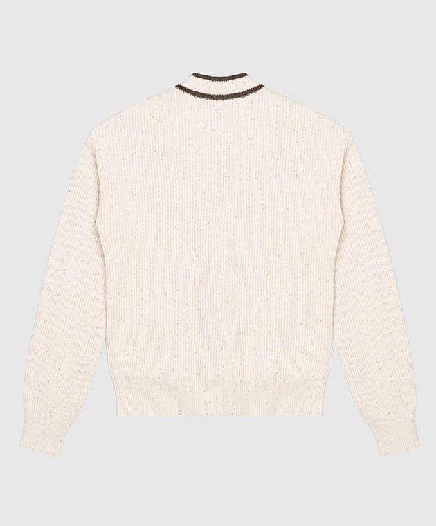 Brunello Cucinelli Дитячий бежевий кардиган з паєтками BDVM77406C зображення 2