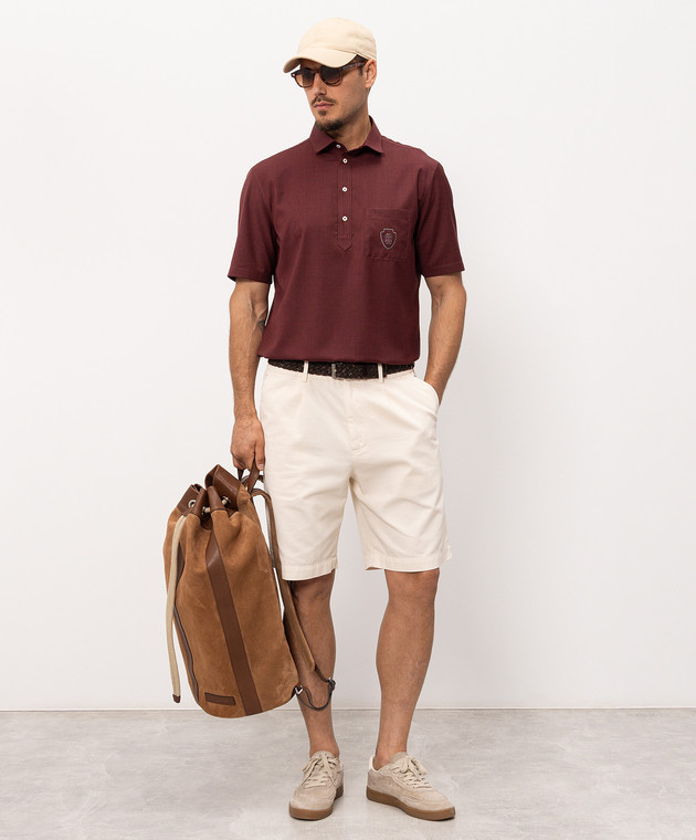 Brunello Cucinelli Бордове поло з вовни з принтом емблеми MM6701301F зображення 2