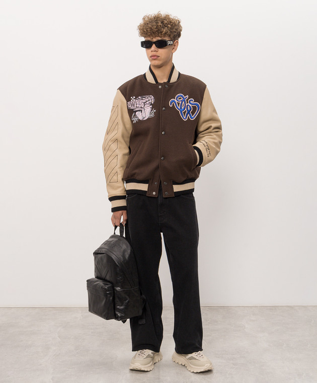 Off-White Коричневий бомбер з вовною 44MJA122F26L001 зображення 2