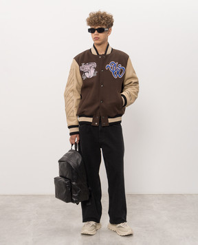 Off-White Коричневий бомбер з вовною 44MJA122F26L001