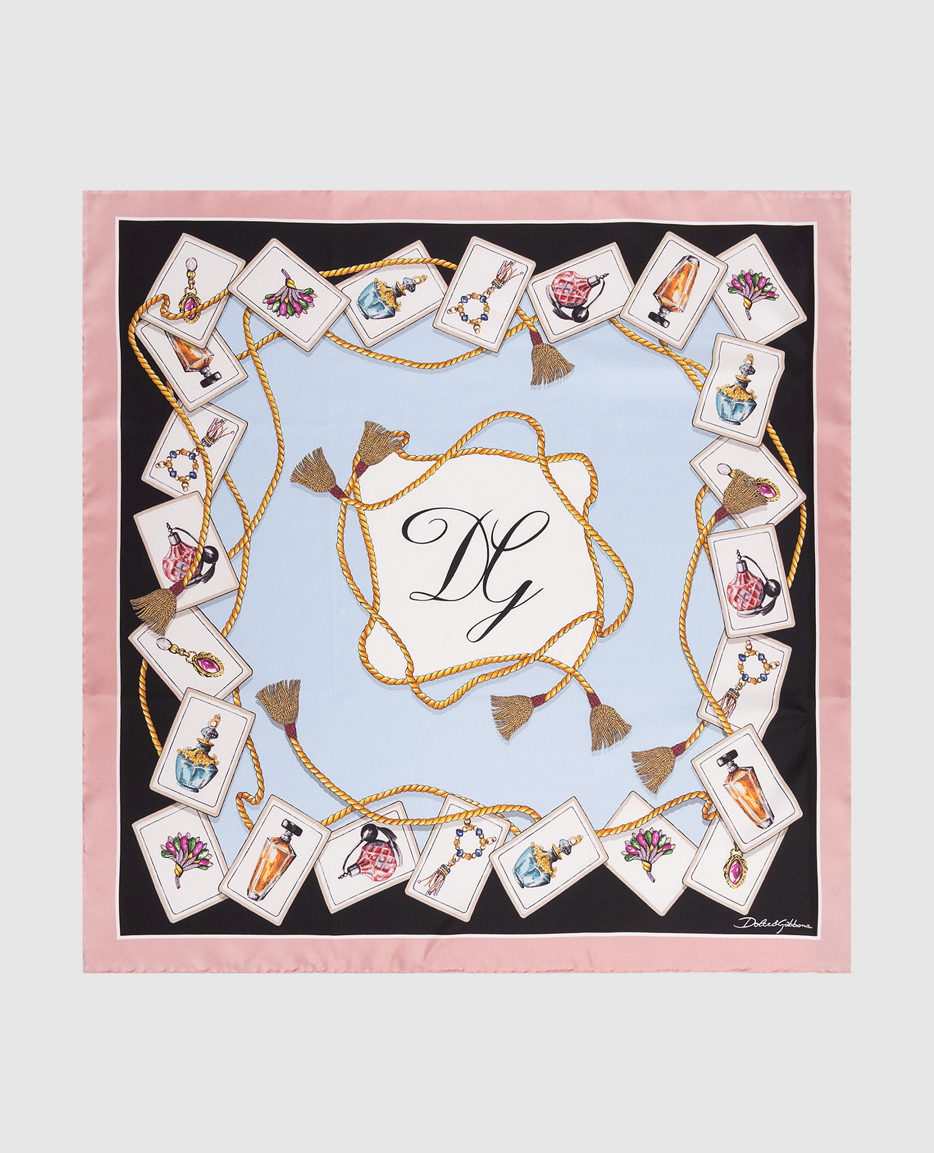 

Платок из шелка в брендовый принт с монограммой, Разноцветный, Платки