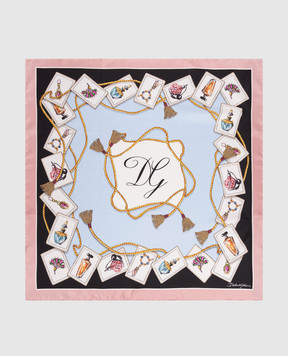 Dolce&Gabbana Хустка із шовку в брендовий принт з монограмою FN090RGDDLP