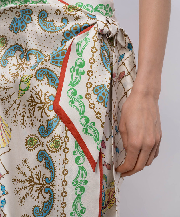 MANTERO 1902 Парео Dorothy кольору айворі із шовку в принт 1049F2811T0880D зображення 5