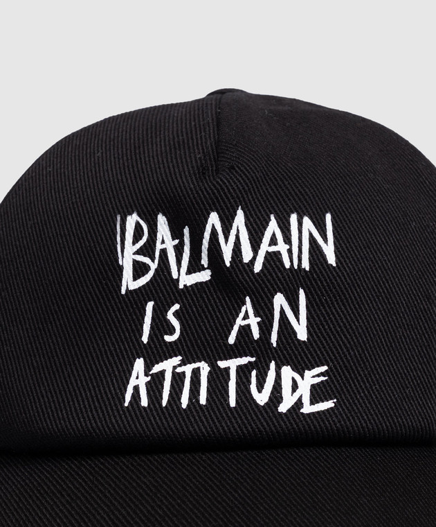Balmain Детская черная кепка с контрастной надписью BZ0I37Z1952 изображение 3
