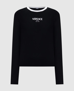 Versace Черный лонгслив с принтом логотипа 10228871A16685