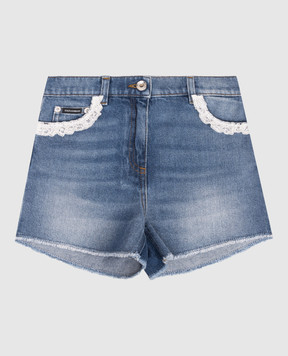 Dolce&Gabbana Дитячі сині джинсові шорти з мереживом L53Q51LDD6136