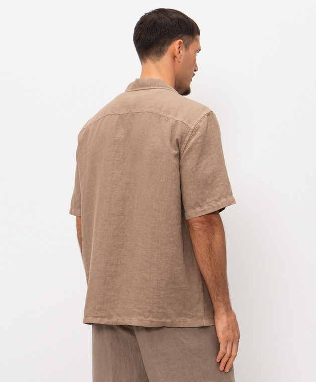 Peserico Коричнева сорочка з короткими рукавами з льону R56049T002494 зображення 4