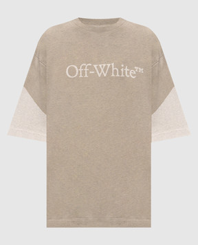 Off-White Сіра футболка з принтом логотипа 44MAA120F26J01D