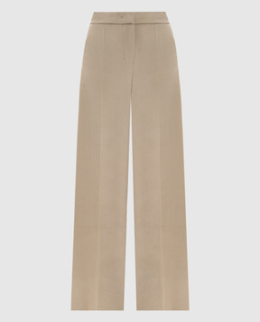 Max Mara Брюки цвета хаки PALANCA из шелка MXEPALANCA