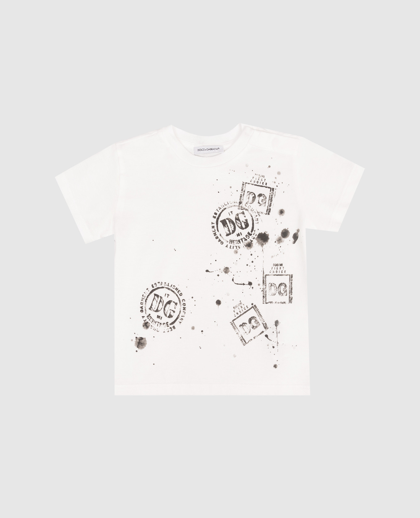 

Детская белая футболка в брендовый принт, Белый, Футболки