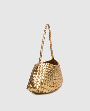 Dragon Золотистая кожаная плетеная сумка Rosanna DGS68943