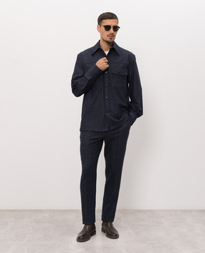 ISAIA Синие брюки из шерсти в клетку PNC05399627