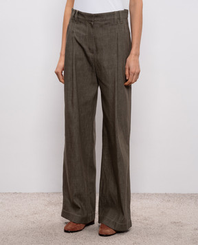 Brunello Cucinelli Брюки цвета хаки с цепочкой мониль MB125P5759