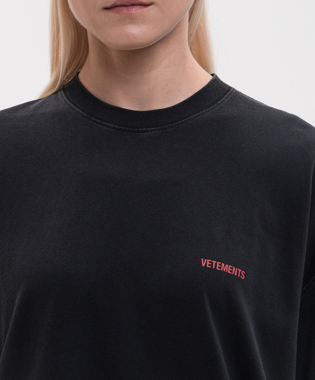 Vetements Черная футболка с принтом логотипа MH27TR142Bw изображение 5