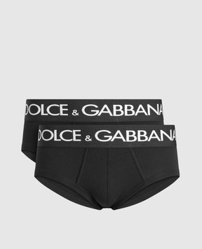 Dolce&Gabbana Набір чорних трусів-бріфів з візерунком логотипа M9D69JONN97