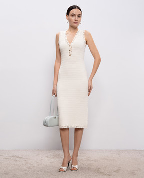 Twinset Бежева сукня міді з логотипом 261TP3073