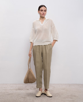 Peserico Білий ажурний пуловер з паєтками A99031F129234R