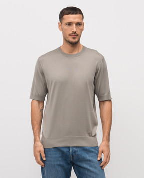 Dolce&Gabbana Футболка цвета хаки из шелка GXX03ZJBSO5