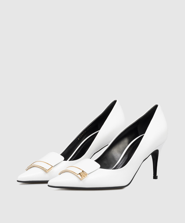 Sergio Rossi Белые кожаные туфли с монограммой B14490MMVN13 изображение 2
