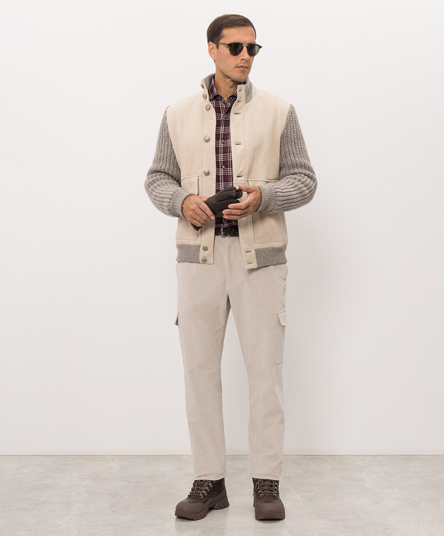 Brunello Cucinelli Бордовая рубашка в клетку на кнопках MY6554008 изображение 2