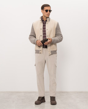 Brunello Cucinelli Бордова сорочка в клітинку на кнопках MY6554008