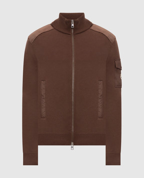 Moncler Коричневий кардиган з вовни з патчем логотипа L20919B00003M1131