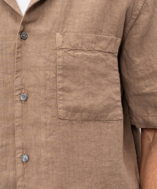 Peserico Коричнева сорочка з короткими рукавами з льону R56049T002494 зображення 5