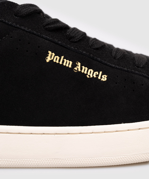 Palm Angels Чорні замшеві кросівки з принтом логотипа PMIA110S26LEA001 зображення 5