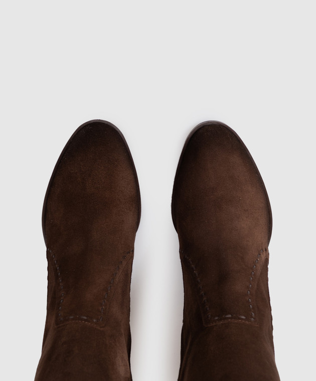 Santoni Коричневые замшевые сапоги WSDH72382FOTNHHA изображение 4