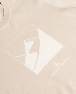 Brunello Cucinelli Детская бежевая футболка с принтом B29M84800A