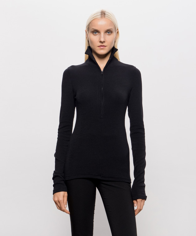Thierry Mugler Черный топ с шерстью с молнией 26F1TO09001038 изображение 3