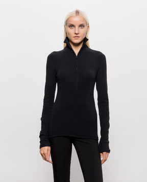 Thierry Mugler Черный топ с шерстью с молнией 26F1TO09001038