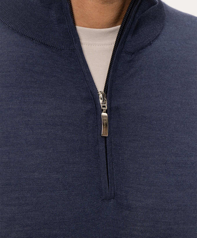Doriani Cashmere Синий джемпер из шерсти, шелка и кашемира с молнией 1818179 изображение 5