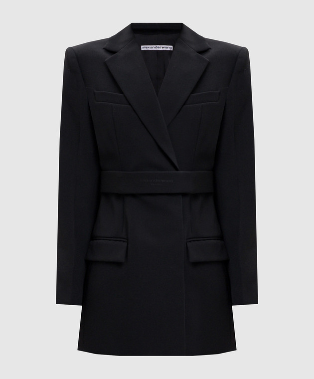 Alexander Wang Черное двубортное платье-жакет из шерсти 1WC3236580