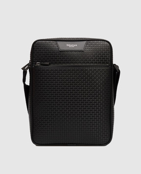 Serapian Чорна шкіряна сумка North South SRSTSMML679919BCG2